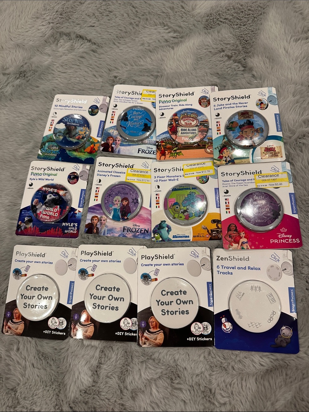 12 Kids Audio Story Discs - Assorted Characters (Blue, Purple, Pink, White)